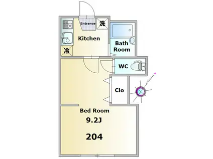 プラネットハウス(1K/2階)の間取り写真
