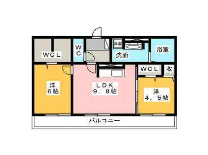 サンリットA(2DK/3階)の間取り写真