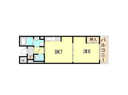 ヴィラナリー長田(1DK/6階)の間取り写真