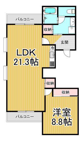 稲葉荘マンション(1LDK/5階)の間取り写真