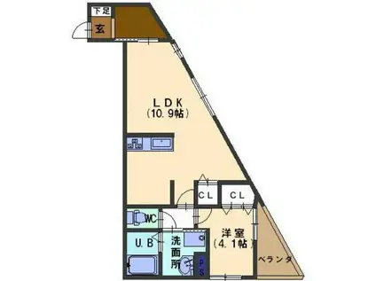 ロワイヤルA(1LDK/2階)の間取り写真