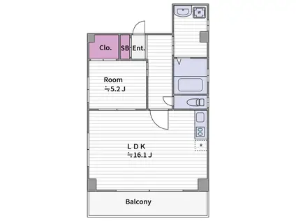 リディアランス上町台(1LDK/9階)の間取り写真