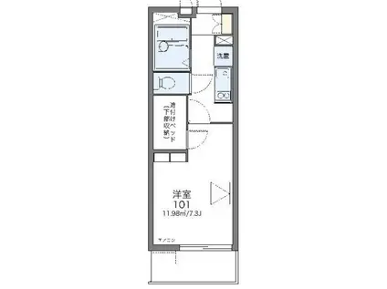 レオパレスダンディライオン(1K/1階)の間取り写真