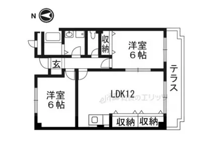 エクセル舞音(2LDK/1階)の間取り写真