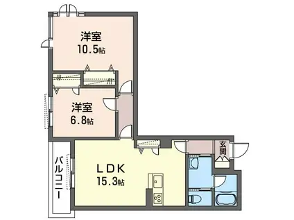 ヴァンベール鎌倉(2LDK/3階)の間取り写真