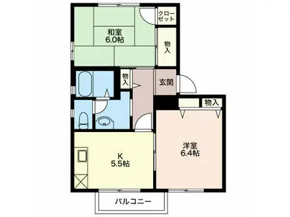 ウィステリア(2K/2階)の間取り写真