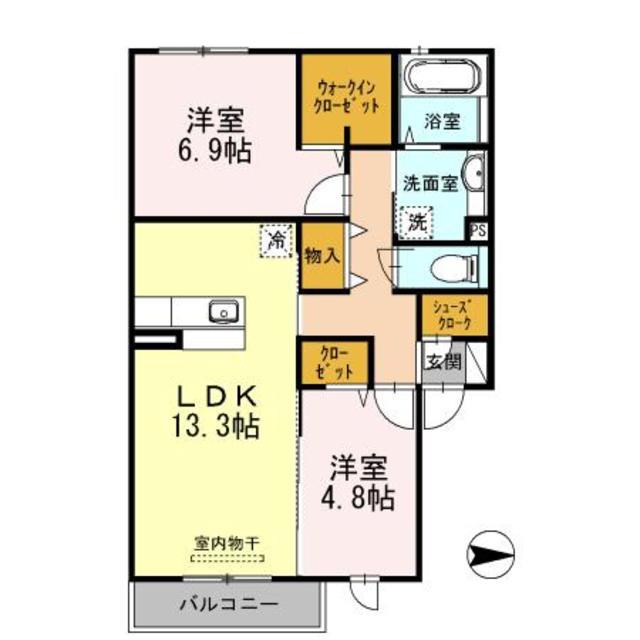 カーサ・フェリーチェ(2LDK/2階)の間取り写真