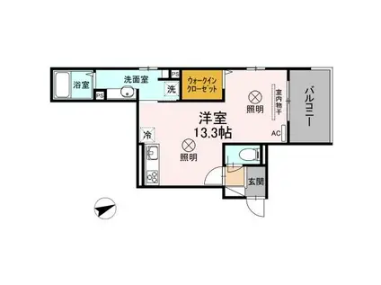 プレジェ西白島(ワンルーム/3階)の間取り写真