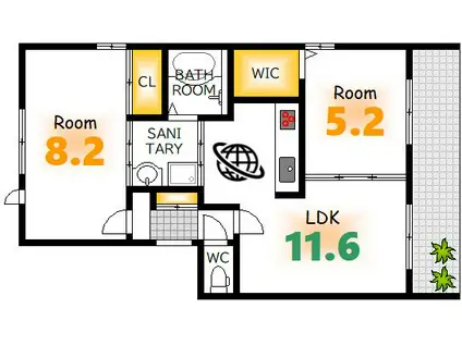 ASUKA C棟(2LDK/1階)の間取り写真