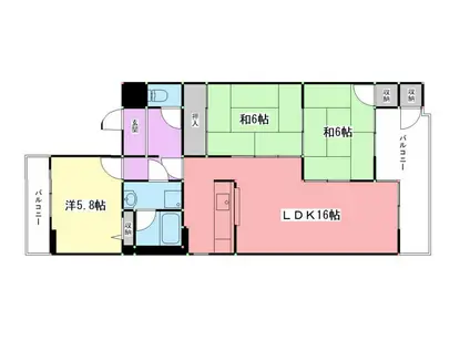 ミストラル城西II(3LDK/3階)の間取り写真