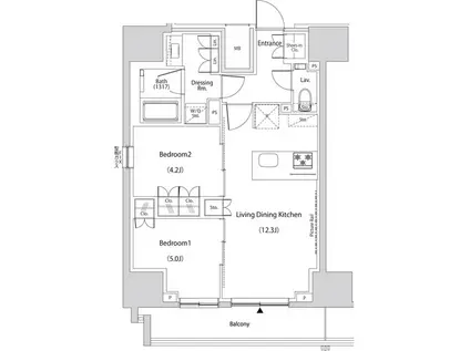 ザ・パークハビオ新中野(2LDK/15階)の間取り写真