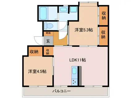 ドリーム佐倉I棟(2LDK/2階)の間取り写真