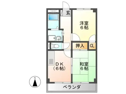 サープラス向日葵(2DK/1階)の間取り写真