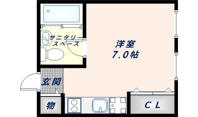 プロシード八戸ノ里(ワンルーム/1階)の間取り写真