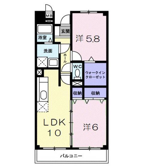 パルテール桑の木(2LDK/2階)の間取り写真