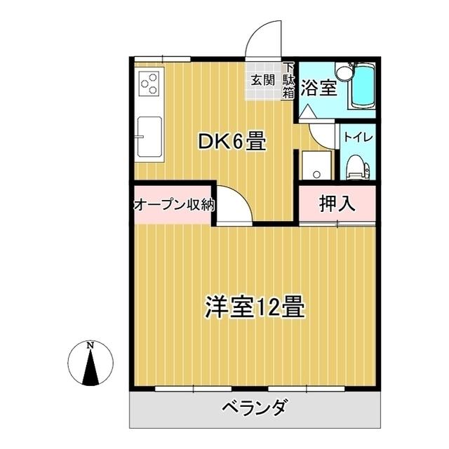 ホワイトプラムVIII(1DK/2階)の間取り写真