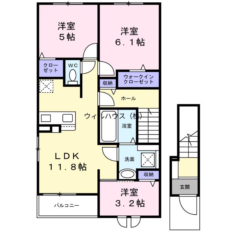 サジュールKⅡ(3LDK/2階)の間取り写真