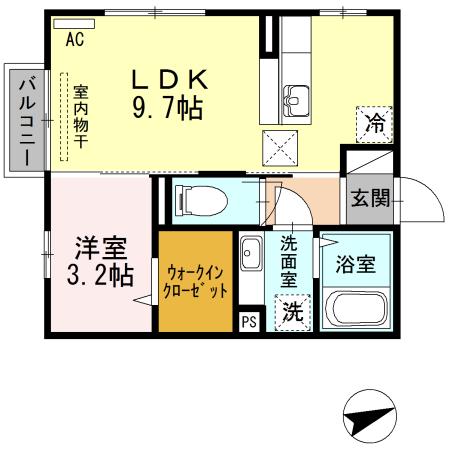 ラ・フレーズ(1LDK/1階)の間取り写真