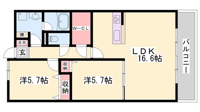 ブラン ジュール(2LDK/3階)の間取り写真