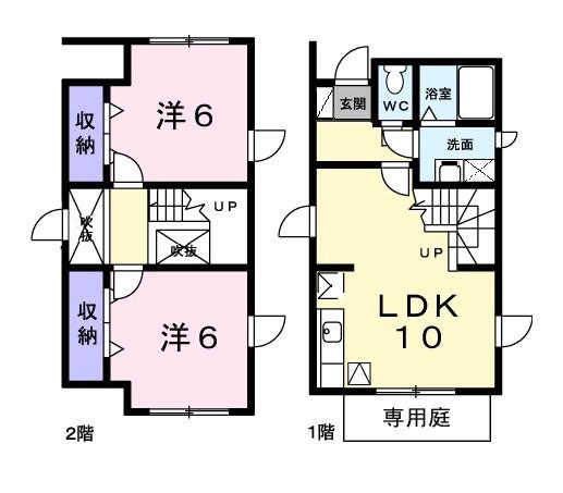 カーサMYK(2LDK/1階)の間取り写真