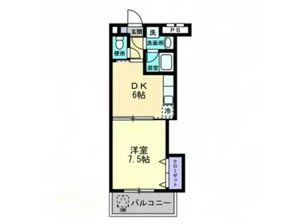 ピュアベルデ医大南(1DK/2階)の間取り写真