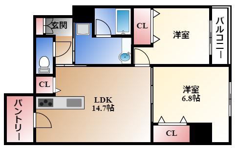 VERITE覚王山(2LDK/3階)の間取り写真