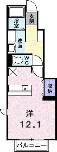ベルデュールB(ワンルーム/1階)の間取り写真