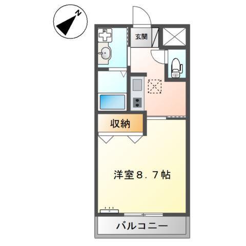 ネストかちどき橋(1K/1階)の間取り写真