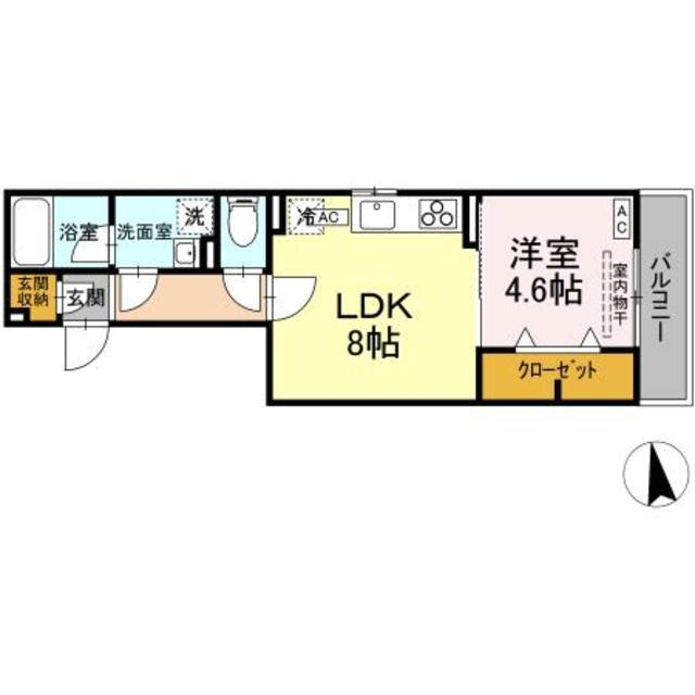 D-ROOM GRASS 中町(1LDK/1階)の間取り写真