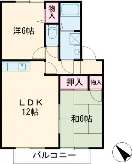 アルカディア(2LDK/2階)の間取り写真