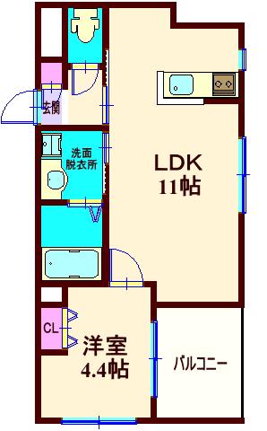 BRILLIANT旗の台(1LDK/3階)の間取り写真