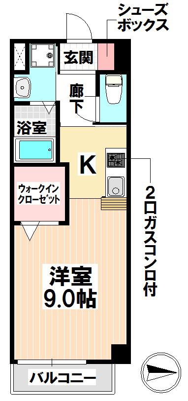 カルティエ アラタマ(ワンルーム/2階)の間取り写真