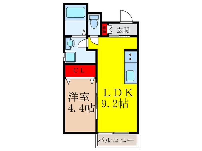 WIND BELL栄本町(1LDK/1階)の間取り写真