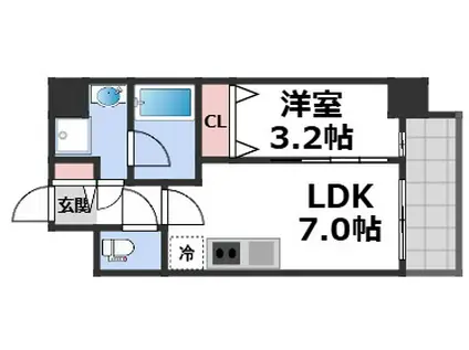 スプランディッド弁天町DUE(1DK/6階)の間取り写真