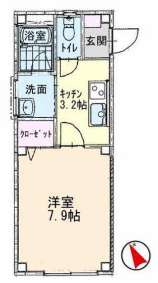 ラフィネ大供(1K/1階)の間取り写真