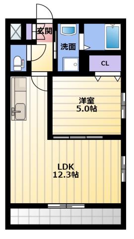 ゼフィール(1LDK/1階)の間取り写真