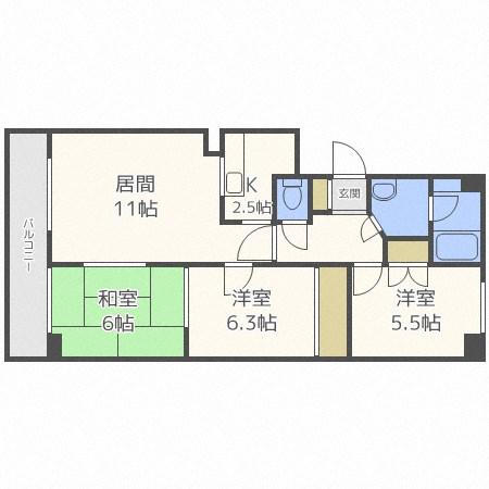 ノースウィズ参番館(3LDK/4階)の間取り写真