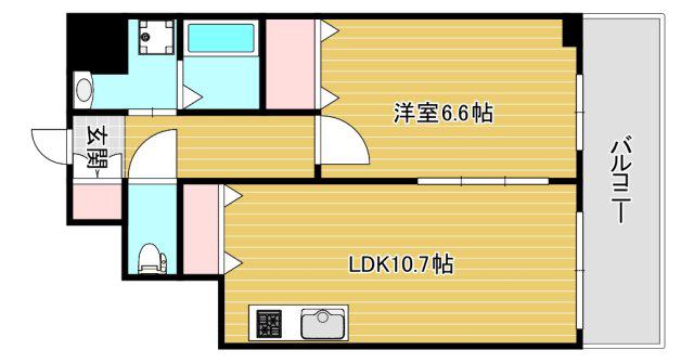 エルミタージュ難波南III(1LDK/4階)の間取り写真