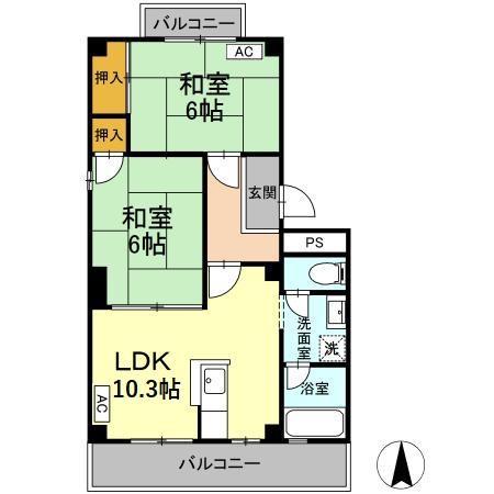パルコ長和島(2LDK/2階)の間取り写真