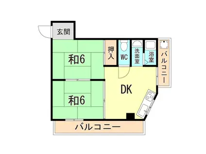 三陽マンション(2DK/3階)の間取り写真