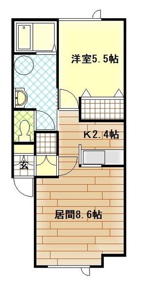 XROOM(1LDK/2階)の間取り写真