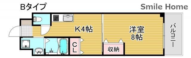 シーガルマンションII(1K/6階)の間取り写真