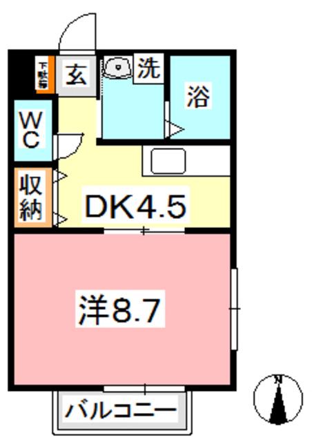 DEAR THE 3RD(1DK/2階)の間取り写真