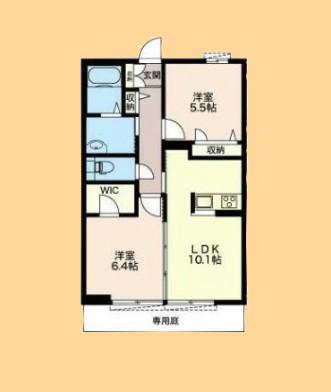 フルーリア(2LDK/1階)の間取り写真