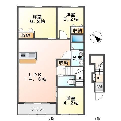 EXCEL・I弐番館(3LDK/2階)の間取り写真