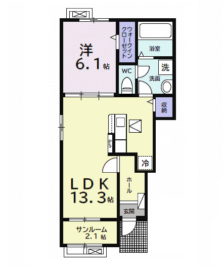 カーサ ルーチェ(1LDK/1階)の間取り写真