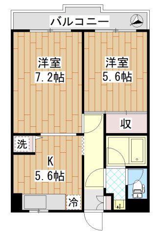 ロータリーライフ相模原(2K/4階)の間取り写真