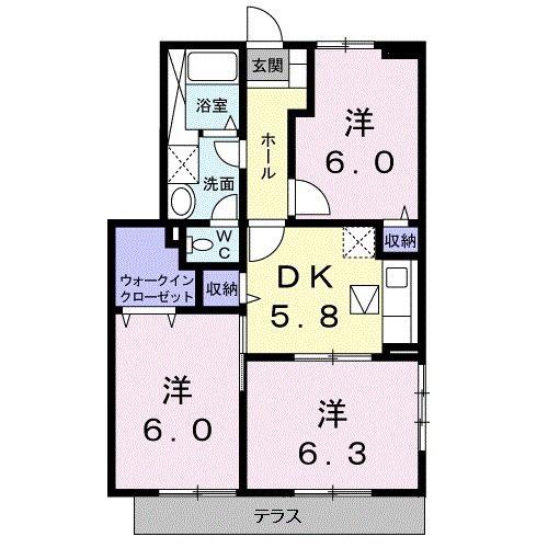 クレストールKIKI B(3DK/1階)の間取り写真