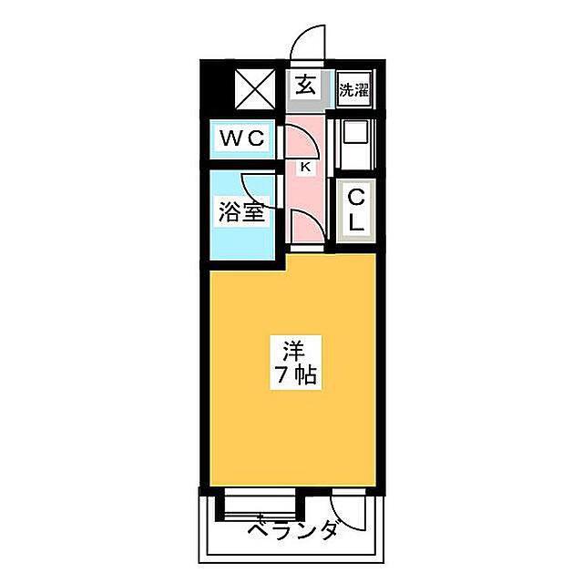 ピュアドームリバージュ平尾(1K/2階)の間取り写真