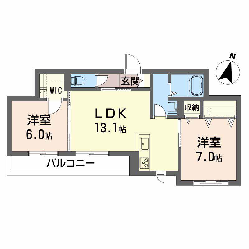 ベレオあけぼの(2LDK/2階)の間取り写真